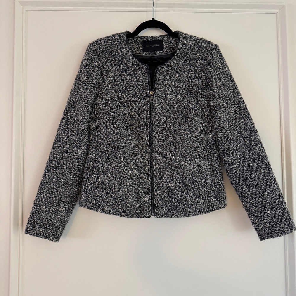 Black and Gray Tweed Jacket